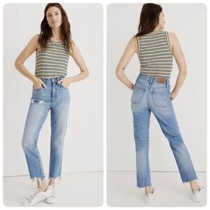 Madewell Classic Straight Step-Hem Distressed Jeans